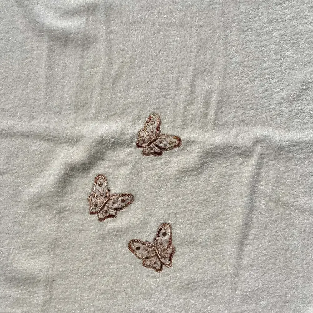 Vintage Cream Butterfly Bath Towels 2pc